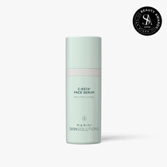 Light green face serum bottle with 'Marini Skinsolutions' branding on a white background.