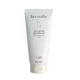 A tube of Face Reality Ultra Gentle Gel Cleanser against a neutral background.