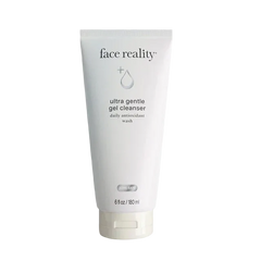 A tube of Face Reality Ultra Gentle Gel Cleanser against a neutral background.