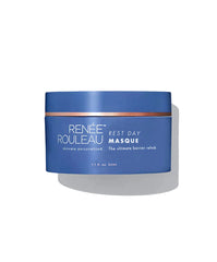 Blue jar of Renee Rouleau Rest Day Masque on a white background