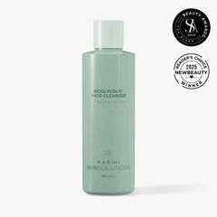 green bottle that says bioglycolic® Face Cleanser